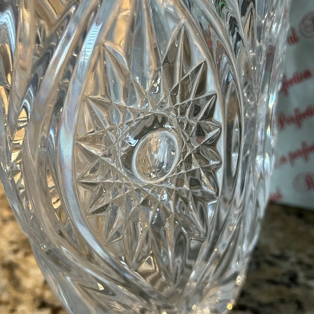 Vintage Nachtmann Bavarian Clear Crystal Vase Florenz New w/Original Box Navette